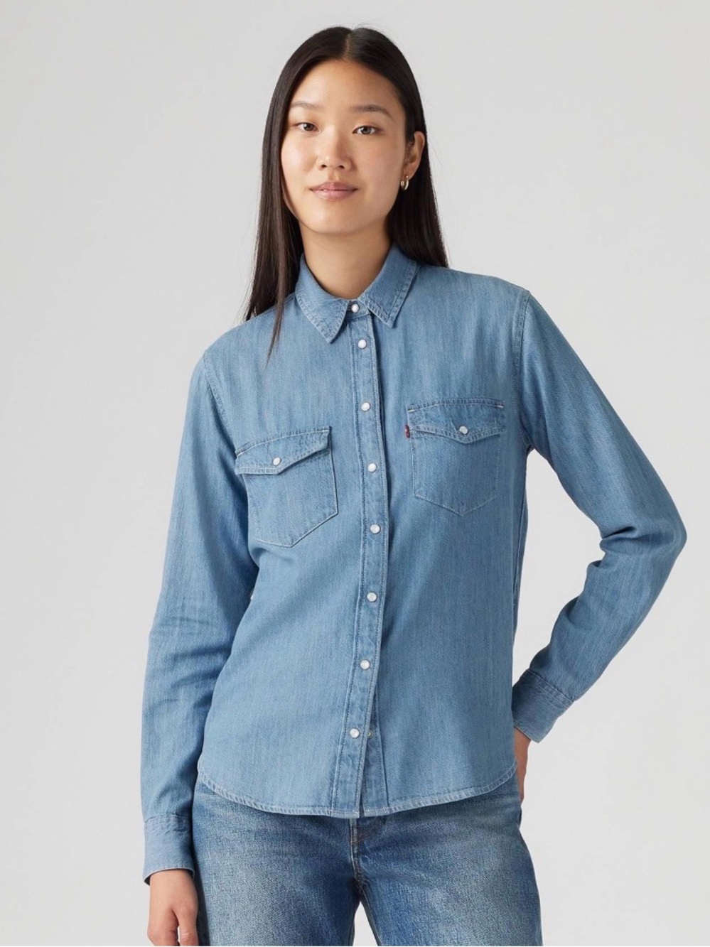 Levi's Sky Blue Denim Western Shirt with Embroidered Stars